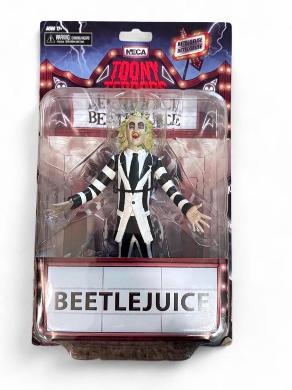 NECA Beetlejuice Toony Terrors Action Figure - Black & White with Green Hair